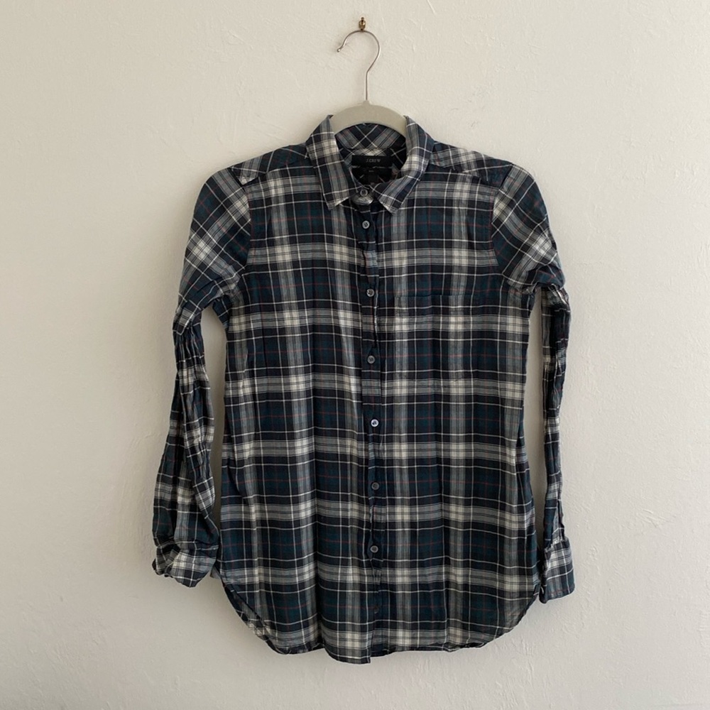 EUC Jcrew plaid buttondown size 00